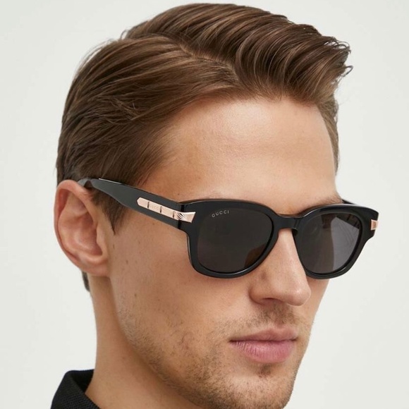 NEW GG1518S 001 GUCCI BLACK GOLD GREY SQUARE UNISEX SUNGLASSES - Picture 1 of 13